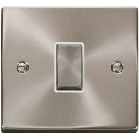 Show details for  10AX Intermediate Plate Switch, 1 Gang, Satin Chrome, White Trim, Deco Range