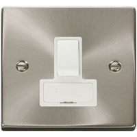 Show details for 13A Double Pole Switched Fused Connection Unit, 1 Gang, Satin Chrome, White Trim, Deco Range
