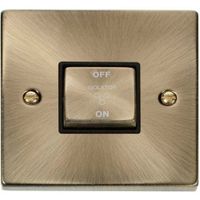 Show details for  Click Deco 10A Triple Pole Fan Isolator Switch Black Insert Antique Brass