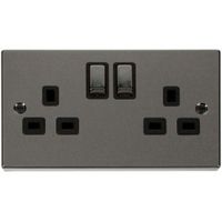Show details for  Click Deco 13A DP 2 Gang Double Switched Socket Black Insert Black Nickel