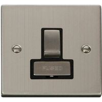 Show details for 13A Double Pole Switched Fused Spur, 1 Gang, Stainless Steel, Black Trim, Deco Range