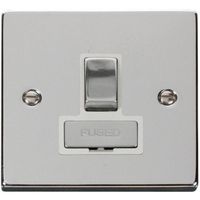 Show details for  13A Double Pole Switched Fused Spur, 1 Gang, Polished Chrome, White Trim, Deco Range