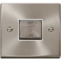 Show details for  10A 3 Pole Fan Isolation Plate Switch, 1 Gang, Satin Chrome, White Trim, Deco Range