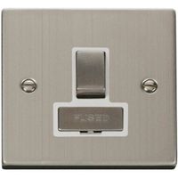 Show details for 13A Double Pole Switched Fused Spur, 1 Gang, Stainless Steel, White Trim, Deco Range