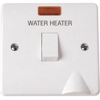Show details for  20A Double Pole Switch 'Water Heater' with Neon and Optional Flex, 1 Gang, White, Mode Range