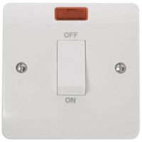 Show details for  45A Double Pole Switch with Neon and White Rocker, 1 Gang, White, Mode Range