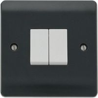 Show details for  10AX 2 Way Plate Switch, 2 Gang, Anthracite Greys, Part M Range