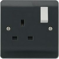 Show details for  13A Double Pole Switched Socket with White Rocker, 1 Gang, Anthracite, Part M Range