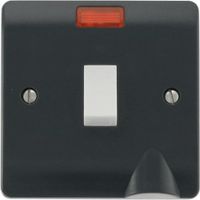 Show details for  20A Double Pole Switch with Neon, 1 Gang, Grey, Part M Range