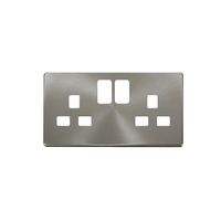 Show details for  Click Definity 2 Gang Switched Socket Cover Plate Brushed Steel       