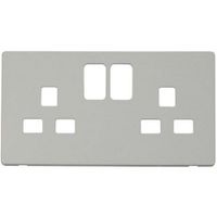 Show details for  Switched Socket Cover Plate, 2 Gang, White, Definity Range