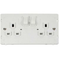 Show details for  13A Double Pole Switched Socket Insert, 2 Gang, White, White Trim, Definity Range