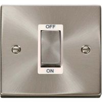 Show details for  45A Double Pole Cooker Switch, 1 Gang, Satin Chrome, White Trim, Deco Range