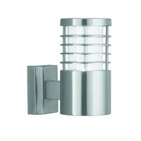 Show details for  IP44 E27 Satin Silver Outdoor Wall Light