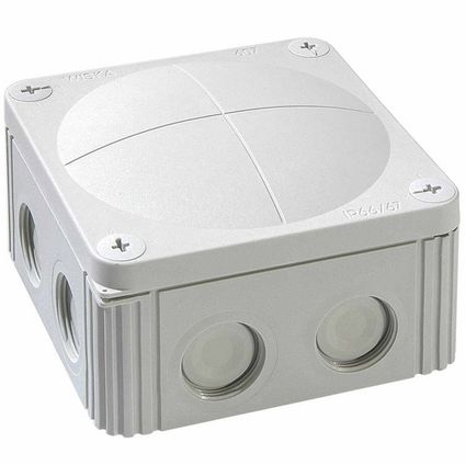 Wiska Combi 607/5 Waterproof Junction Box – 110x110x66mm, Black/White/Grey, IP Rated
