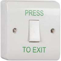 Show details for  Exit Button 'Press To Exit', 89mm x 89mm x 28mm, White