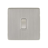 Show details for  10A 1 Gang 2 Way Switch - Satin Nickel/White