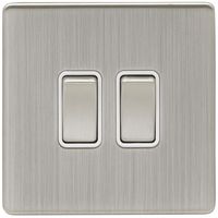 Show details for  10A 2 Way Switch, 2 Gang, Satin Nickel, White Trim, Concealed 6mm Range