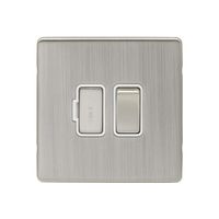 Show details for  Screwless 13A Switched Fuse Spur - Satin Nickel/White