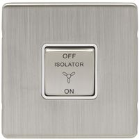 Show details for  6A Fan Isolator Switch, 1 Gang, Satin Nickel, White Trim, Concealed 6mm Range