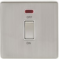 Show details for  45A Double Pole Cooker Switch with Neon, 1 Gang, Satin Nickel, White Trim, Concealed 6mm Range