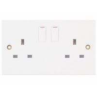 Show details for  13A Switched Socket Outlets, 2 Gang, White, Square Edged Range