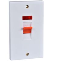 Show details for 50A Double Pole Switch with Indicator Lamp, 2 Gang, White, Exclusive Range