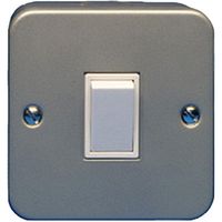 Show details for  Metal Clad 10AX 2 Way Switch, 1 Gang, Grey, White Insert, Exclusive Range