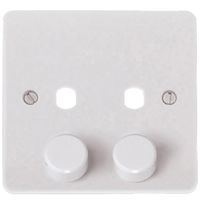 Show details for  Unfurnished Dimmer Plate and Knob, 2 Gang, White, Mode Range