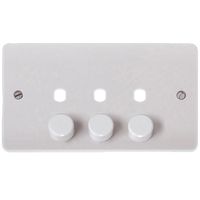 Show details for  Unfurnished Dimmer Plate and Knob, 3 Gang, White, Mode Range