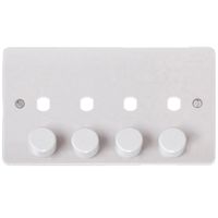 Show details for  Unfurnished Dimmer Plate and Knob, 4 Gang, White, Mode Range