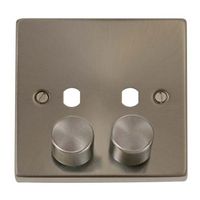 Show details for  2 Gang Unfurnished Dimmer Plate & Knobs (800W Max) - 2 Apertures