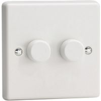 Show details for  0W-120W (1W-10W LED) 2 Way Rotary LED Dimmer, 2 Gang, White, V-Pro Range