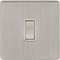 Show details for  20A Double Pole Switch, 1 Gang, Satin Nickel, White Trim, Concealed 6mm Range