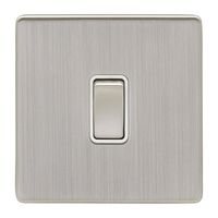 Show details for  20A 1 Gang DP Switch - Satin Nickel/White