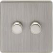 Show details for  400W 2 Way Dimmer Switch, 2 Gang, Satin Nickel, White Trim, Concealed 6mm Range