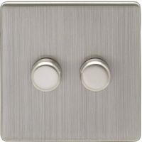 Show details for  400W 2 Way Dimmer Switch, 2 Gang, Satin Nickel, White Trim, Concealed 6mm Range