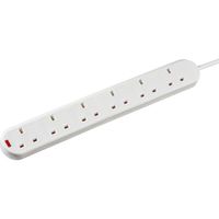 Show details for  13A Extension Lead with Neon, 6 Gang, 2m, White