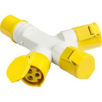 Show details for  16A 3 Way Splitter, 2P+E, 110V, IP44, Yellow